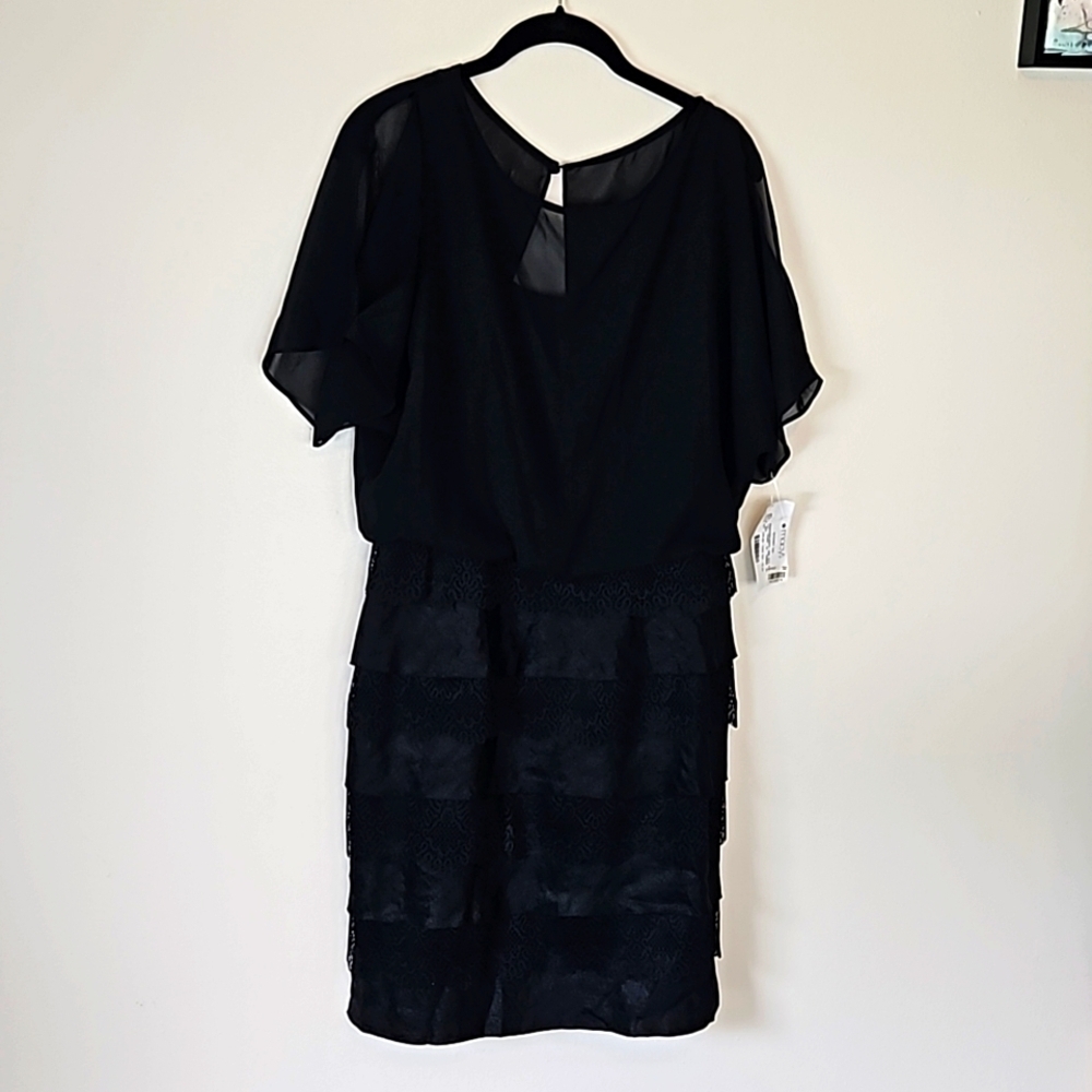 London Times Black Lace Cocktail Dress Size 8